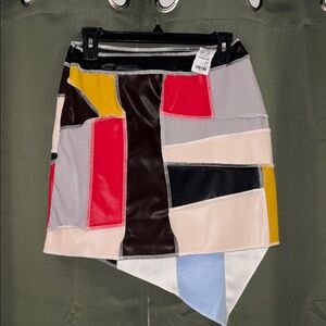 Asymmetrical Patchwork Skirt in Multicolor